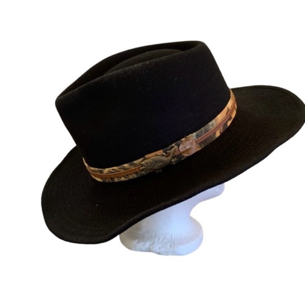 Vintage Lanning Cowboy Hat Western Black Rodeo Derby Made in Canada Size Large - Picture 10 of 10